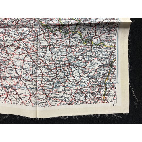 4130 - WW2 British RAF Silk Escape Map of France Code letter C/D.