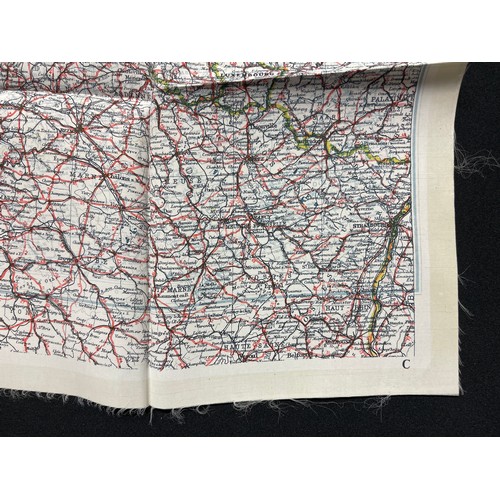 4131 - WW2 British RAF Silk Escape Map of France Code letter C/D.