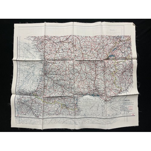 4131 - WW2 British RAF Silk Escape Map of France Code letter C/D.