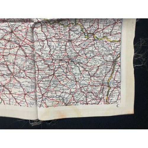 4132 - WW2 British RAF Silk Escape Map of France Code letter C/D.