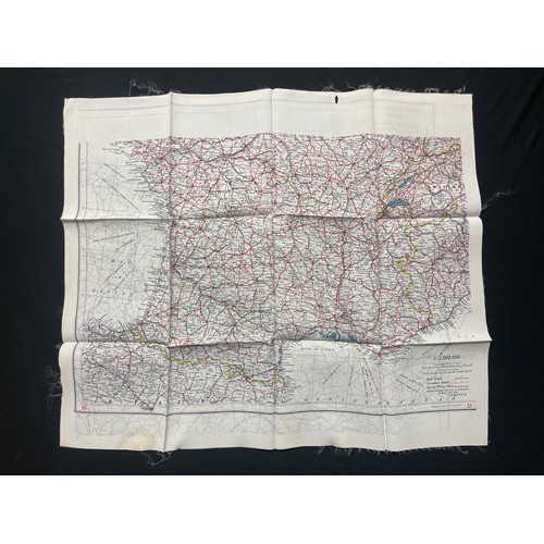 4132 - WW2 British RAF Silk Escape Map of France Code letter C/D.