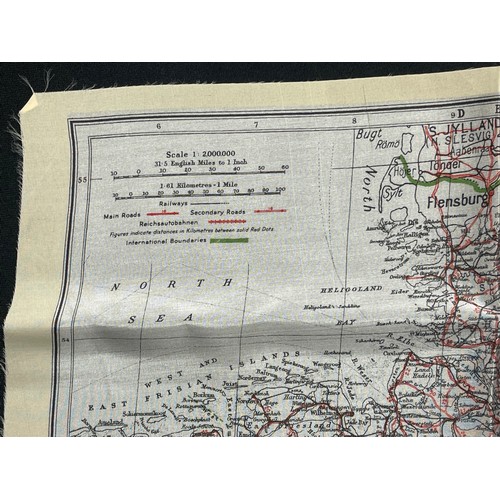 4133 - WW2 British RAF Silk Escape Map of Germany. Code letter A. Single Sided Map.