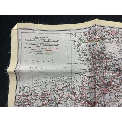 4135 - WW2 British RAF Silk Escape Map of Germany. Code letter A. Single Sided Map.