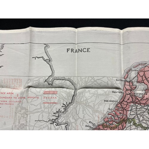 4139 - WW2 British RAF Silk Escape Map of France and Germany. Code letter 9C(a) / 9U/R. Double sided.