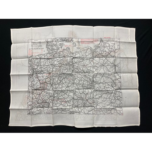 4139 - WW2 British RAF Silk Escape Map of France and Germany. Code letter 9C(a) / 9U/R. Double sided.