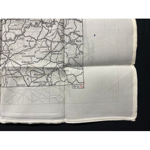 4139 - WW2 British RAF Silk Escape Map of France and Germany. Code letter 9C(a) / 9U/R. Double sided.