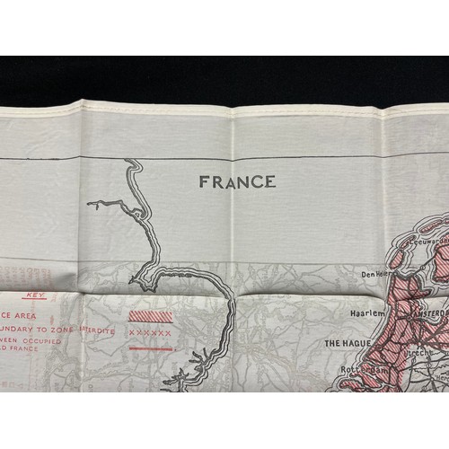 4140 - WW2 British RAF Silk Escape Map of France and Germany. Code letter 9C(a) / 9U/R. Double sided.