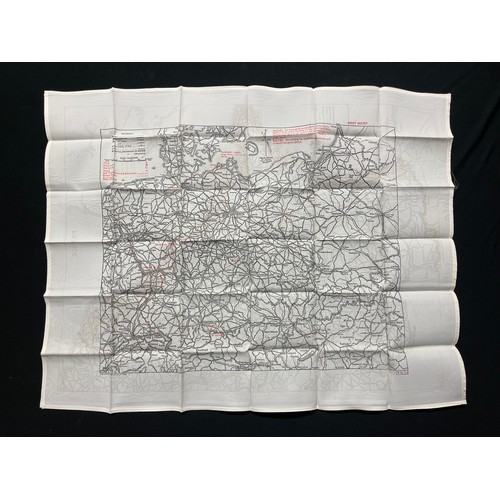 4140 - WW2 British RAF Silk Escape Map of France and Germany. Code letter 9C(a) / 9U/R. Double sided.