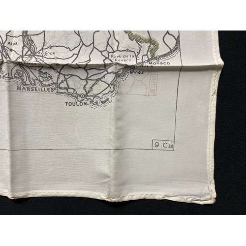 4141 - WW2 British RAF Silk Escape Map of France and Germany. Code letter 9C(a) / 9U/R. Double sided.