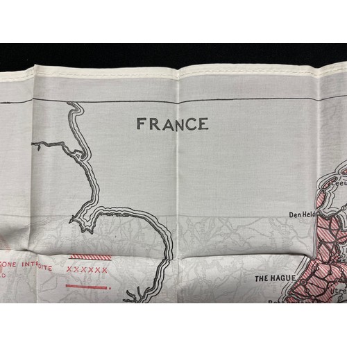 4141 - WW2 British RAF Silk Escape Map of France and Germany. Code letter 9C(a) / 9U/R. Double sided.