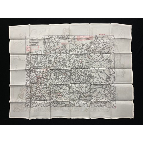 4141 - WW2 British RAF Silk Escape Map of France and Germany. Code letter 9C(a) / 9U/R. Double sided.