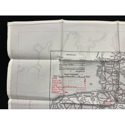 4141 - WW2 British RAF Silk Escape Map of France and Germany. Code letter 9C(a) / 9U/R. Double sided.