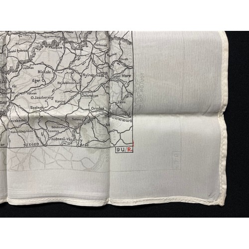 4141 - WW2 British RAF Silk Escape Map of France and Germany. Code letter 9C(a) / 9U/R. Double sided.