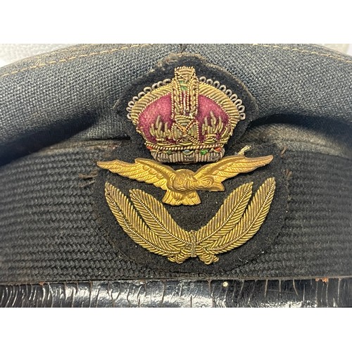 4150 - WW2 British Royal Air Force Officers Service Dress Cap. Worn by F/L GC Tudor-Jones. No date or maker... 