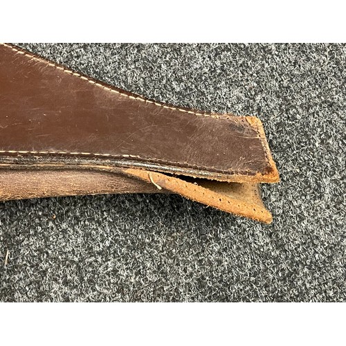 4152 - WW2 British RAF Officer private purchase brown leather gun belt and open top holster. No makers mark... 