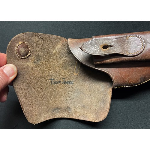 4153 - WW2 British RAF Officers Private Purchase Brown Leather Holster for a Semi - Automatic Pistol. Magaz... 