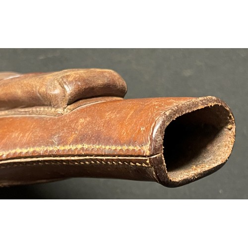 4153 - WW2 British RAF Officers Private Purchase Brown Leather Holster for a Semi - Automatic Pistol. Magaz... 