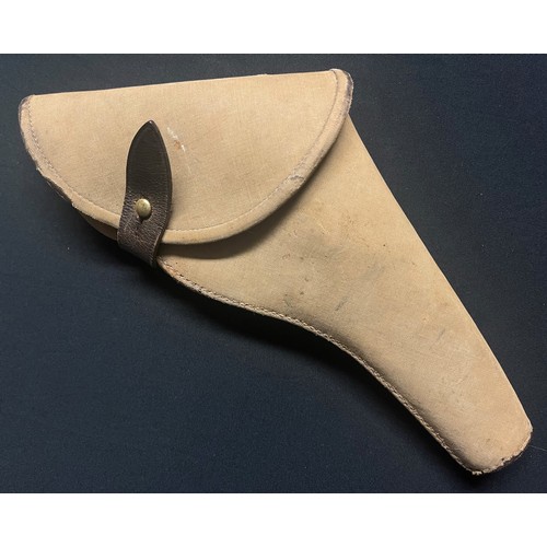 4154 - WW2 British RAF Officers Private Purchase Revolver Holster in canvas and leather. No makers mark or ... 