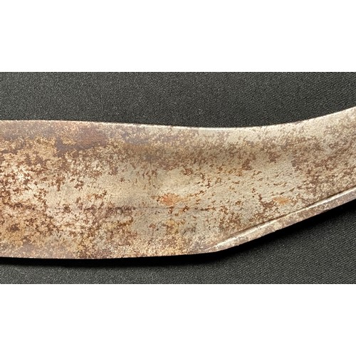 4156 - WW2 British Kukri Knife with single edged 300mm long blade. No makers marks. Wooden grip with brass ... 