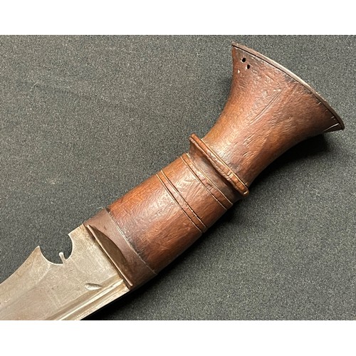 4157 - WW2 British Kukri Knife with single edged 315mm long blade. Edge of blade numbered 