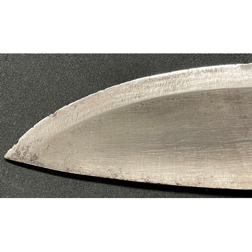 4157 - WW2 British Kukri Knife with single edged 315mm long blade. Edge of blade numbered 