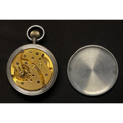 4165 - WW2 British RAF Navigators pocket watch by Jaeger Le Coultre. Reverse marked with WD Broad Arrow alo... 