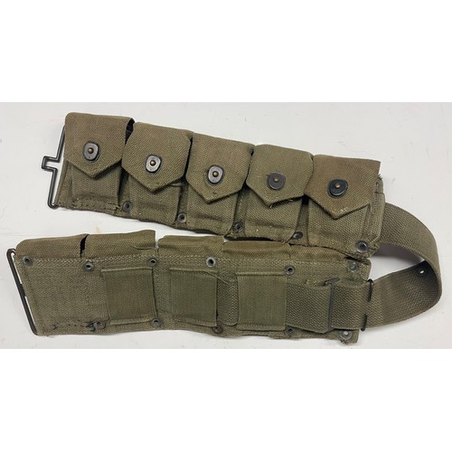 4167 - WW2 US Army M1923 10 Pocket Cartridge Belt in Olive Drad Shade 7. Complete with 10 rubber film prop ... 