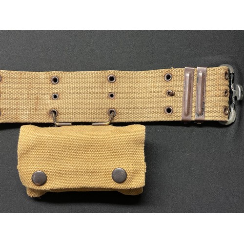 4169 - WW2 US Army M1936 Pistol Belt complete with original M1911 Ammo pouch, reproduction Brown Leather .4... 