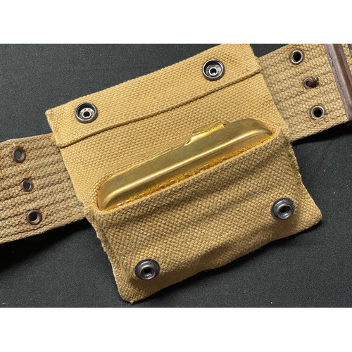 4169 - WW2 US Army M1936 Pistol Belt complete with original M1911 Ammo pouch, reproduction Brown Leather .4... 