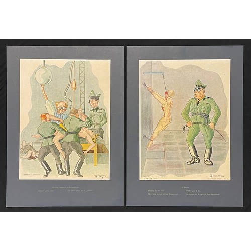 4176 - Folio of two sets of political satire cartoon prints by Polish artist and forced labourer Stanislaw ... 