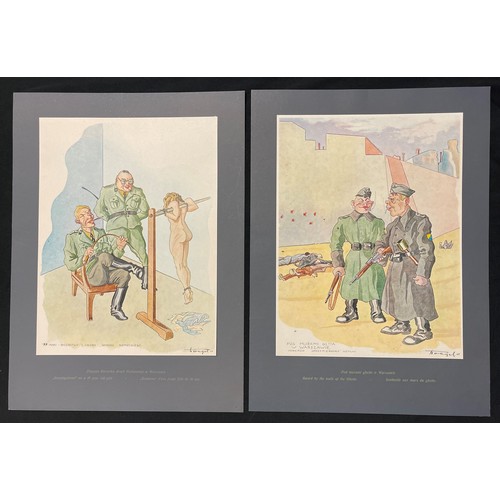 4176 - Folio of two sets of political satire cartoon prints by Polish artist and forced labourer Stanislaw ... 