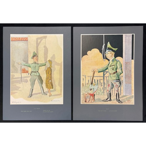 4176 - Folio of two sets of political satire cartoon prints by Polish artist and forced labourer Stanislaw ... 