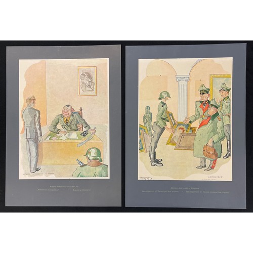 4176 - Folio of two sets of political satire cartoon prints by Polish artist and forced labourer Stanislaw ... 