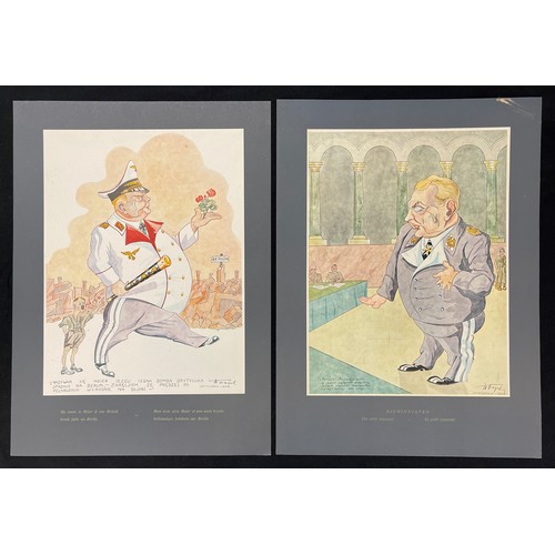 4176 - Folio of two sets of political satire cartoon prints by Polish artist and forced labourer Stanislaw ... 