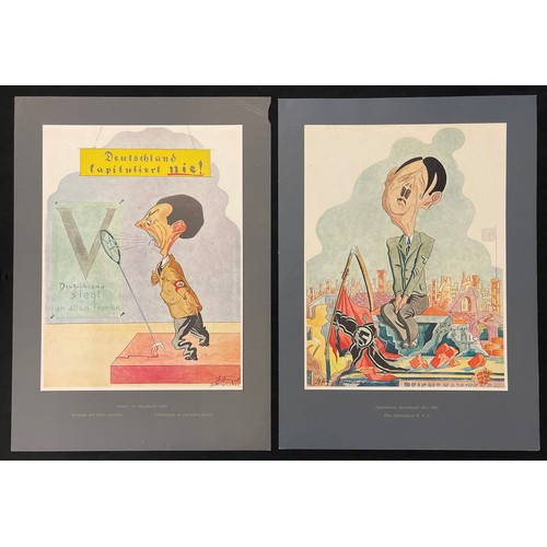 4176 - Folio of two sets of political satire cartoon prints by Polish artist and forced labourer Stanislaw ... 