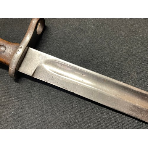 4182 - WW2 Chinese Mauser Bayonet with single edged fullered blade 248mm in length. Crossguard marked 