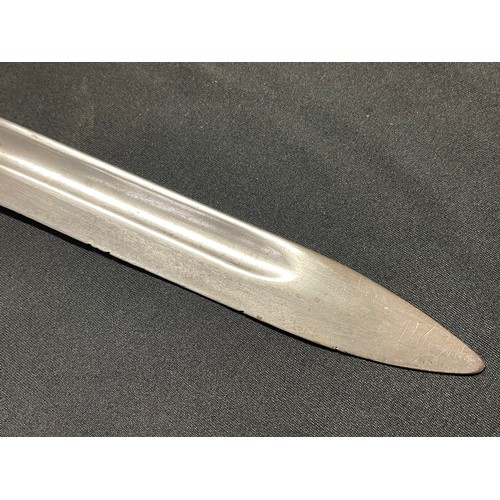 4182 - WW2 Chinese Mauser Bayonet with single edged fullered blade 248mm in length. Crossguard marked 