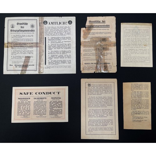 4191 - WW2 British/US Psycological Warfare Surrender Leaflets dropped on German Line in 1944. Six examples.... 