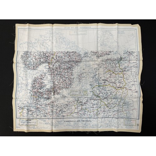 4201 - WW2 British RAF Escape and Evasion Silk Map F/G Scandinavia & The Baltic.