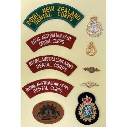 4210 - WW2 British and later post war cap badges, cloth shoulder titles and formation signs, Veterans blaze... 