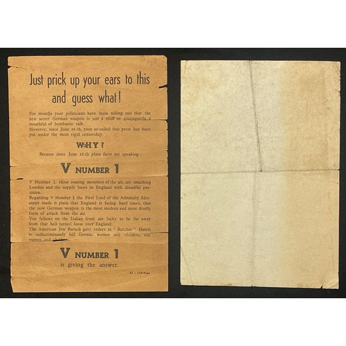 4237 - WW2 Third Reich V weapons propaganda leaflets dropped on London in 1944 185mm x 125mm and 175mm x 12... 