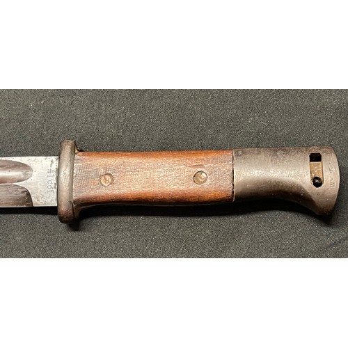 4240 - WW2 Third Reich K98 Bayonet with single edged fullered blade 250mm in length. Maker marked and dated... 