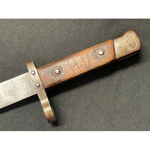 4241 - Czech VZ 22 Bayonet with single edged blade 248mm in length. No makers mark. Wooden grips. Working r... 