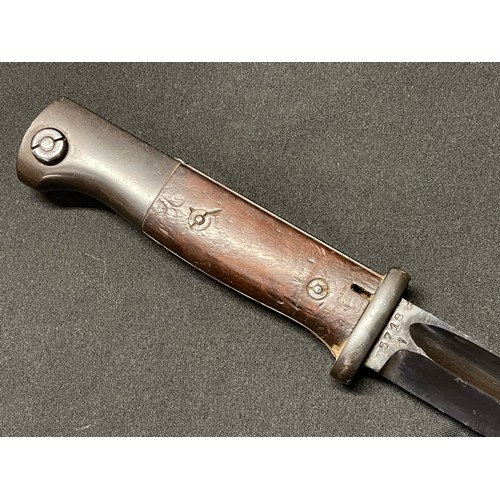 4242 - WW2 Third Reich K98 Bayonet with single edged fullered blade 250mm in length. Maker marked 