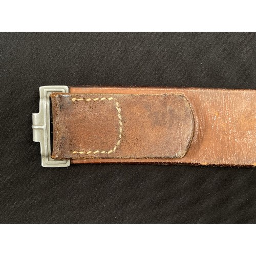 4243 - WW2 Third Reich Luftwaffe Brown Leather Belt. Size 95. Maker marked and dated 