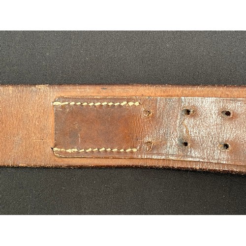 4243 - WW2 Third Reich Luftwaffe Brown Leather Belt. Size 95. Maker marked and dated 