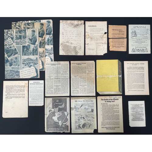 4247 - WW2 Third Reich Psycological Warfare leaflets dropped on Allied troops, including a German version o... 