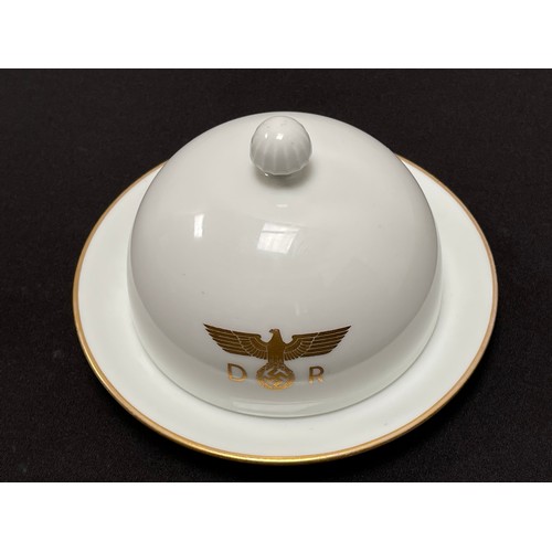 4248 - WW2 Third Reich Hermann Göring Nymphenburg Porcelain Domed Lidded Butter Dish From His Personal Deut... 