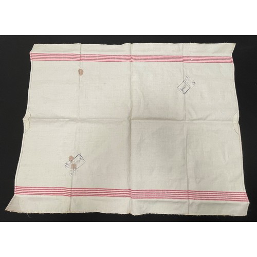 4252 - WW2 Third Reich Kriegsmarine issue linen tea towel. Unit marked and dated 1942. Size 76cm x 60cm.