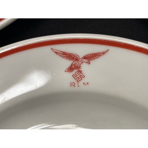 4253 - WW2 Third Reich Reichsluftfahrtministerium RLM Side Dishes x 3. 19cm in diameter. All maker marked 